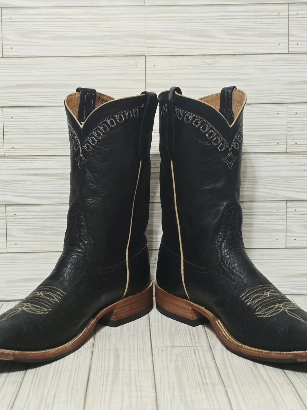 Rios of Mercedes Black Leather Cowboy Boots 9 D